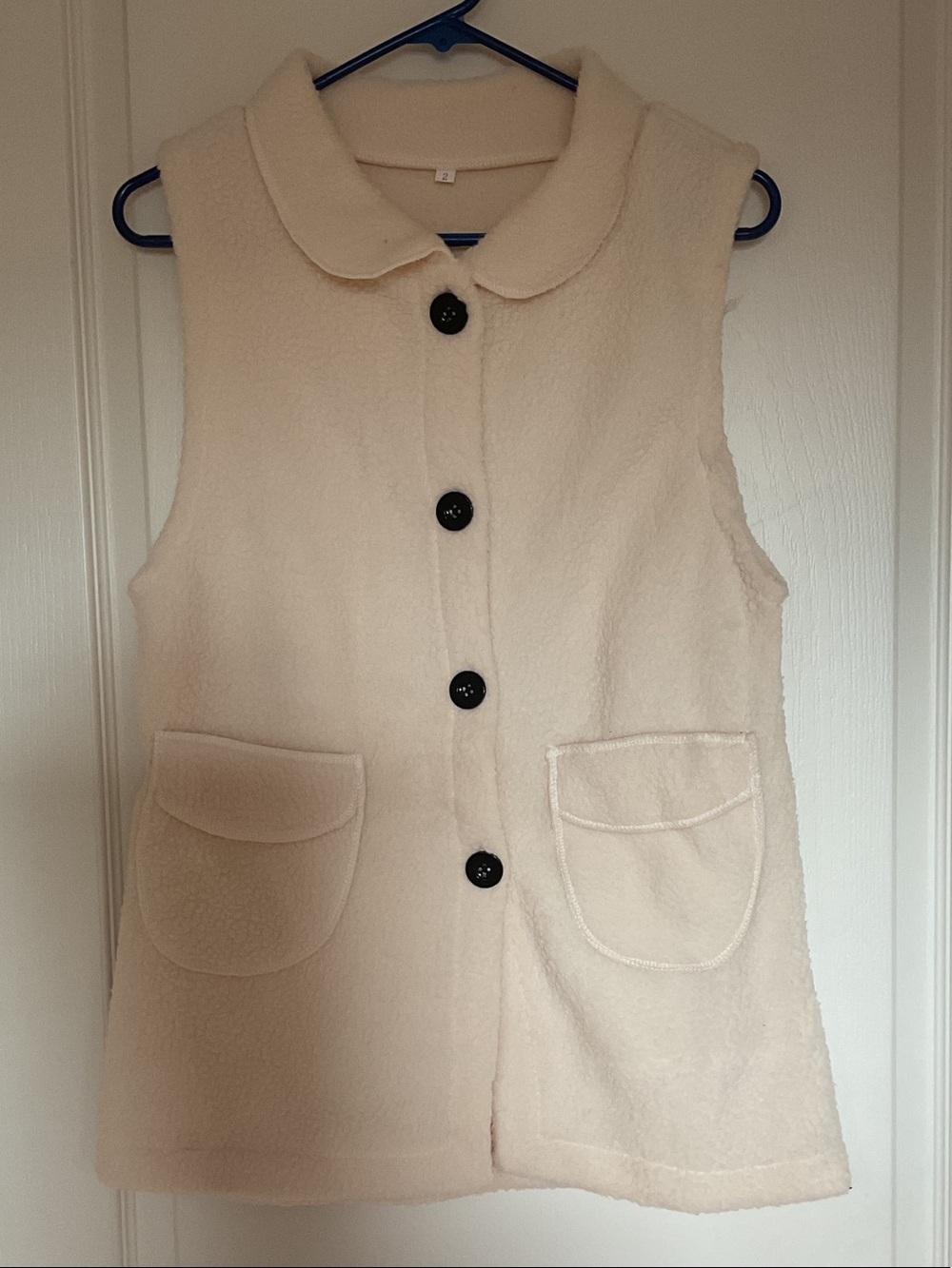 Cream Sleeveless Fleece Dress for Girls - Button Front